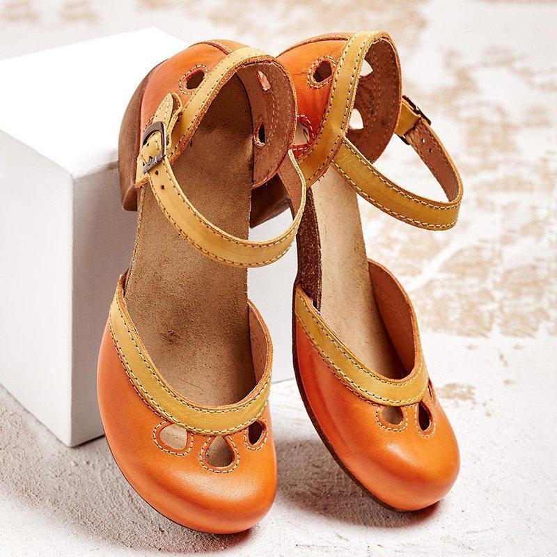 Felicity | Comfort Low-Heel T-Strap Sandals