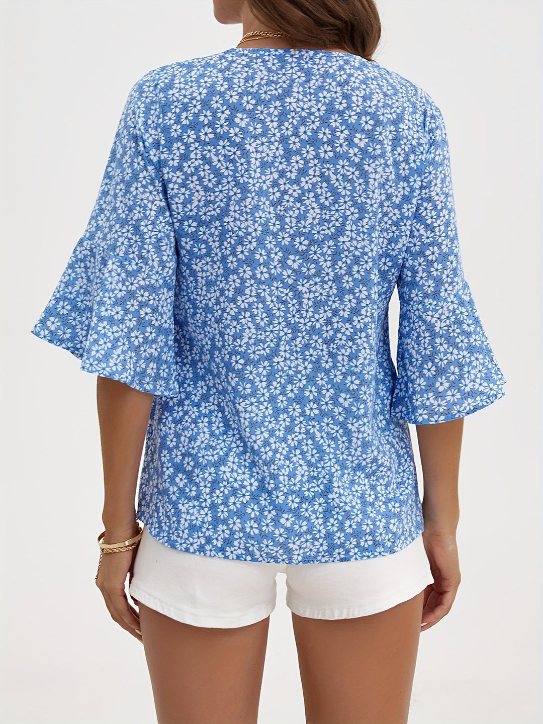 Lorraine | Floral Ruffle-Sleeve Blouse