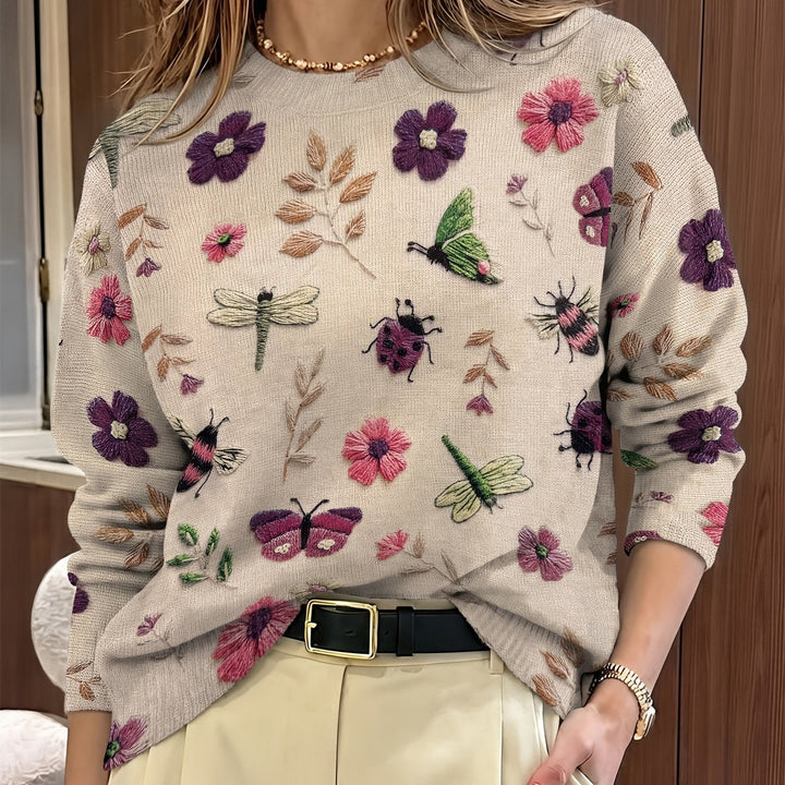 Elsie | Botanical Print Crewneck Jumper