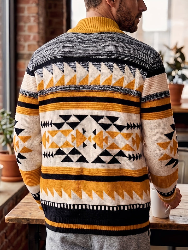 Callum | Patterned Zip-Up Cardigan