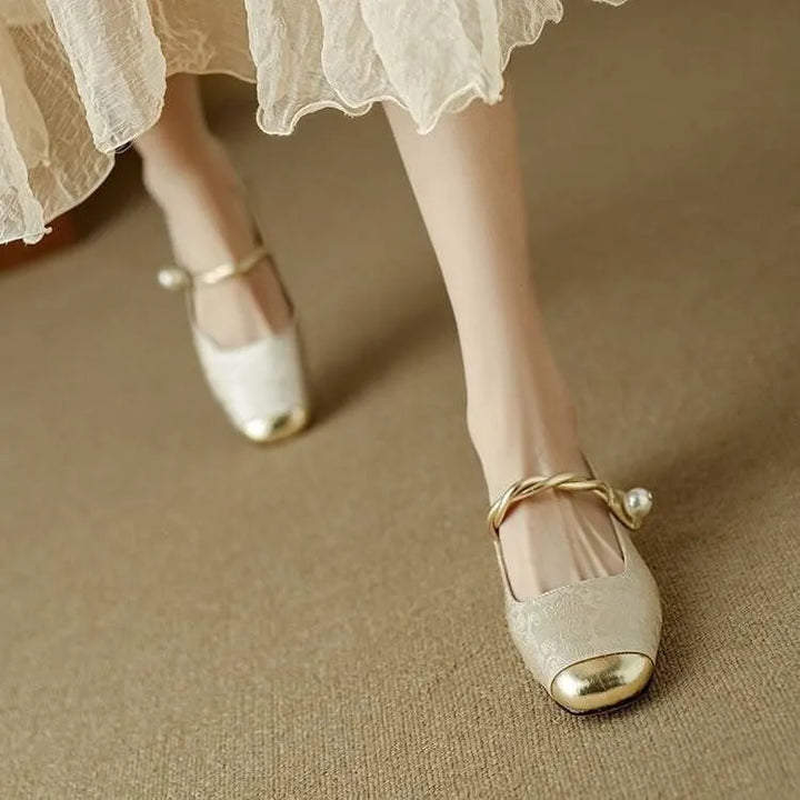 Camille | Vintage Braided Pearl Strap Shoes