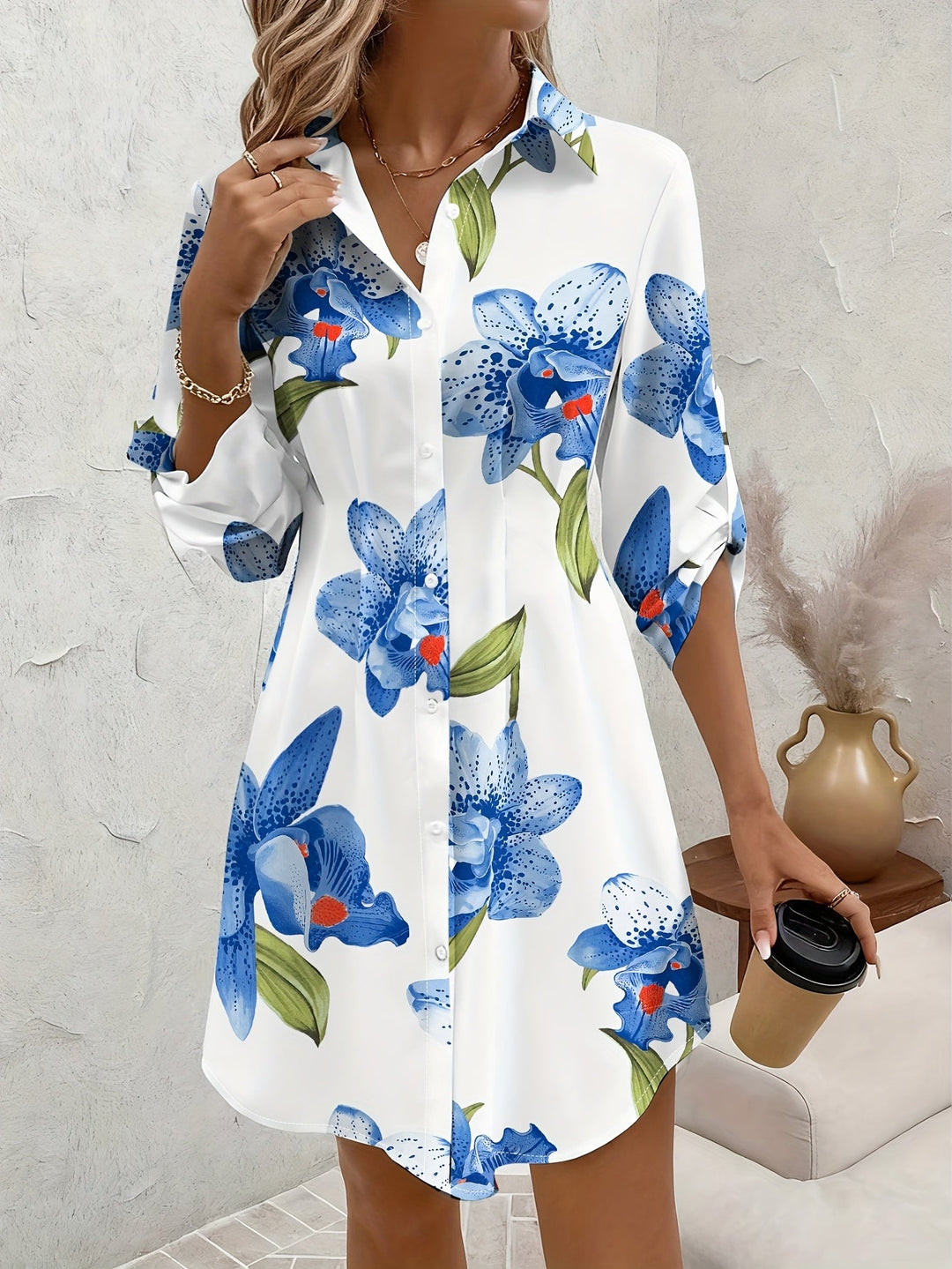 Josie | Floral Button-Front Shirt Dress
