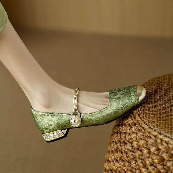 Camille | Vintage Braided Pearl Strap Shoes