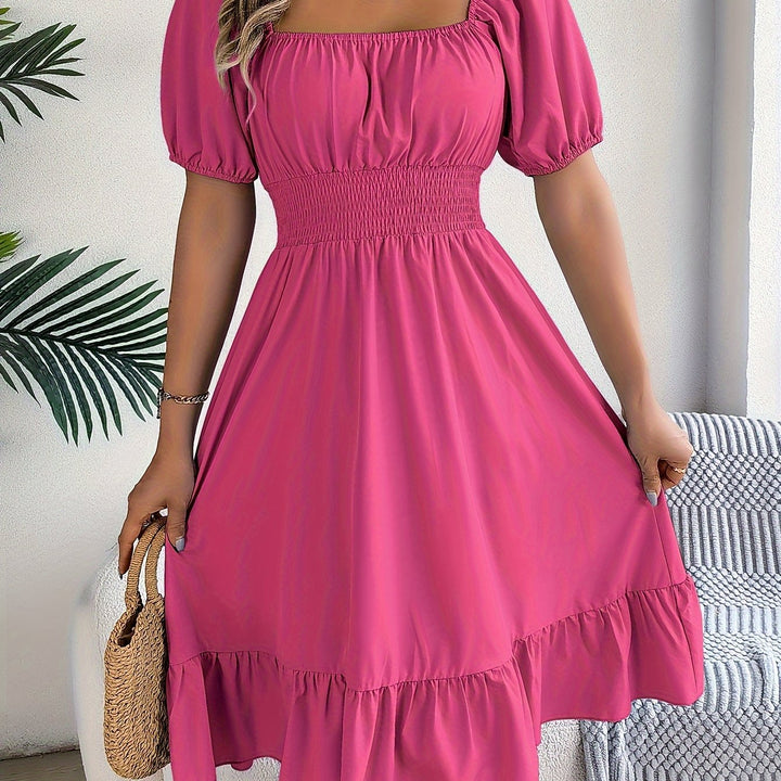 Whitney | Square Neck Ruffled A-Line Dress