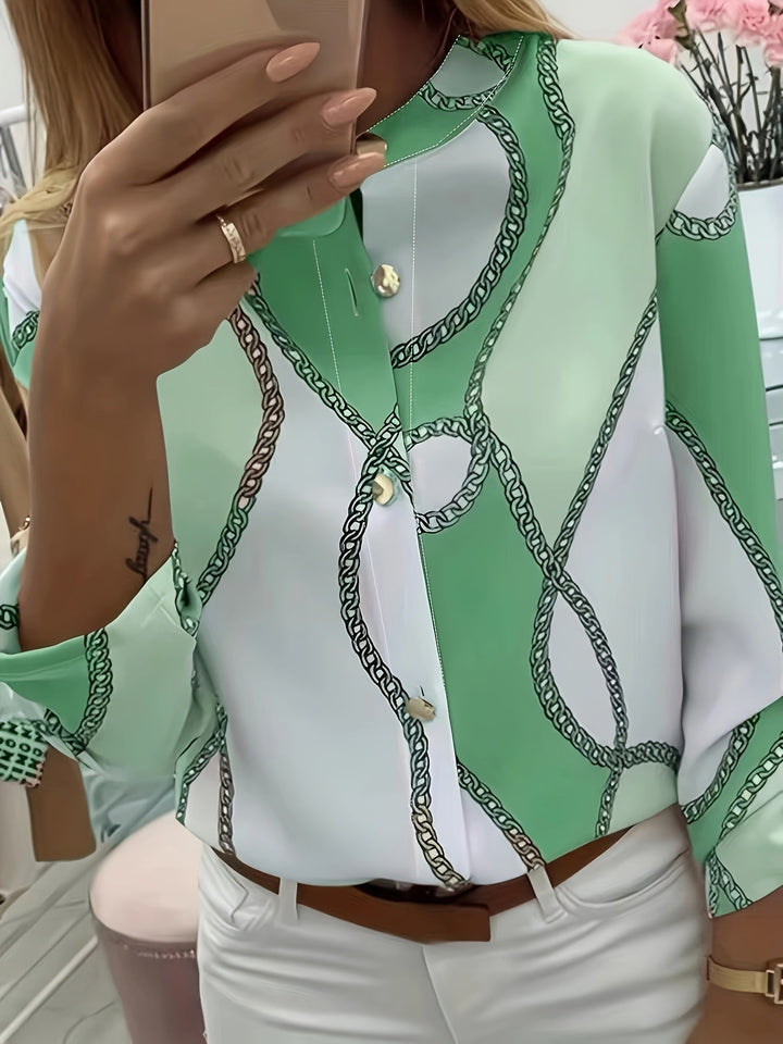 Ingrid | Chain-Print Collared Shirt
