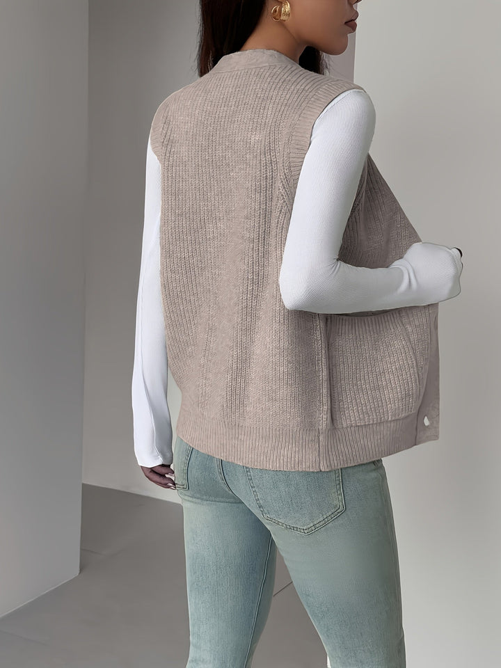 Miriam | Buttoned V-Neck Knit Vest