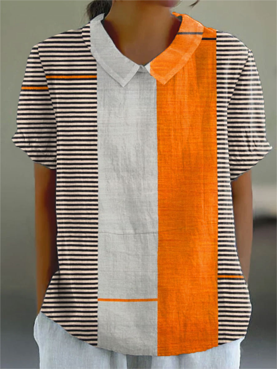 Emily | Casual colour Block Striped Shirt