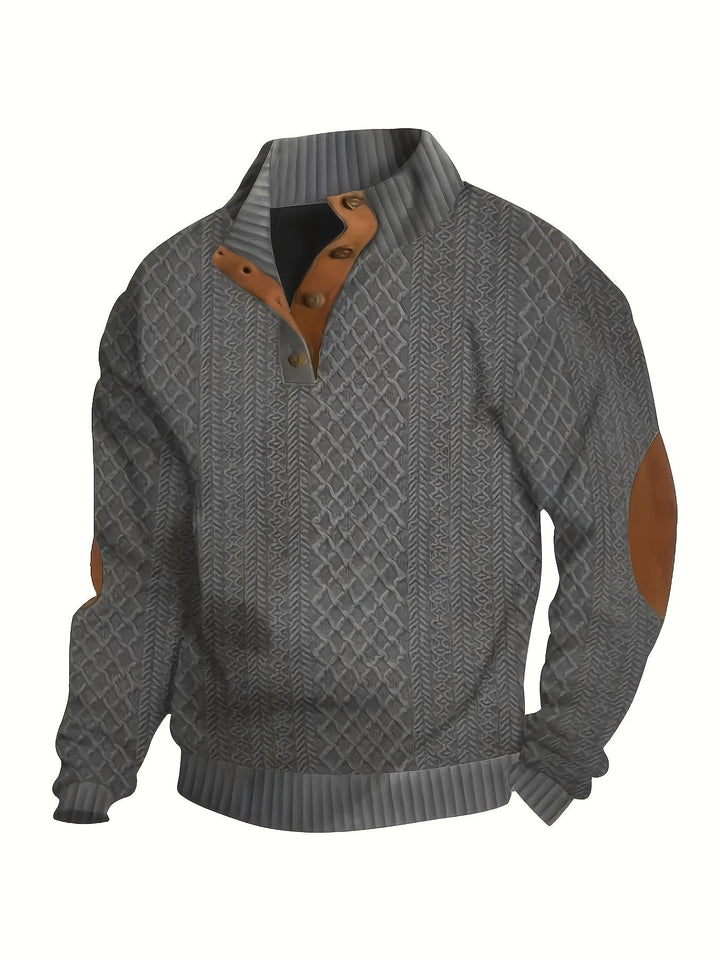 Ronan | Stand Collar Button Henley Jumper