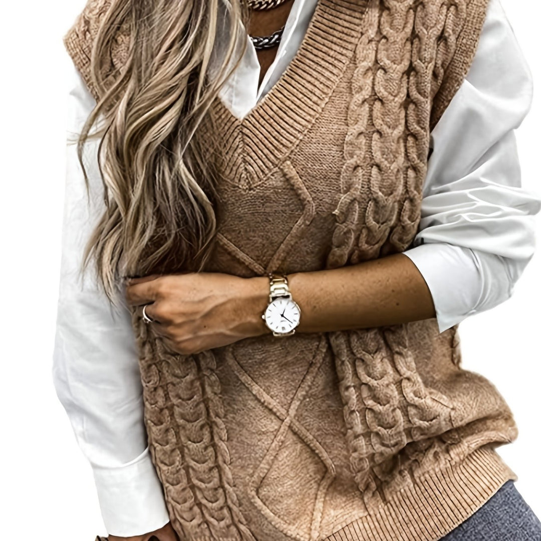 Cora | Cozy Cable-Knit V-Neck Jumper Vest