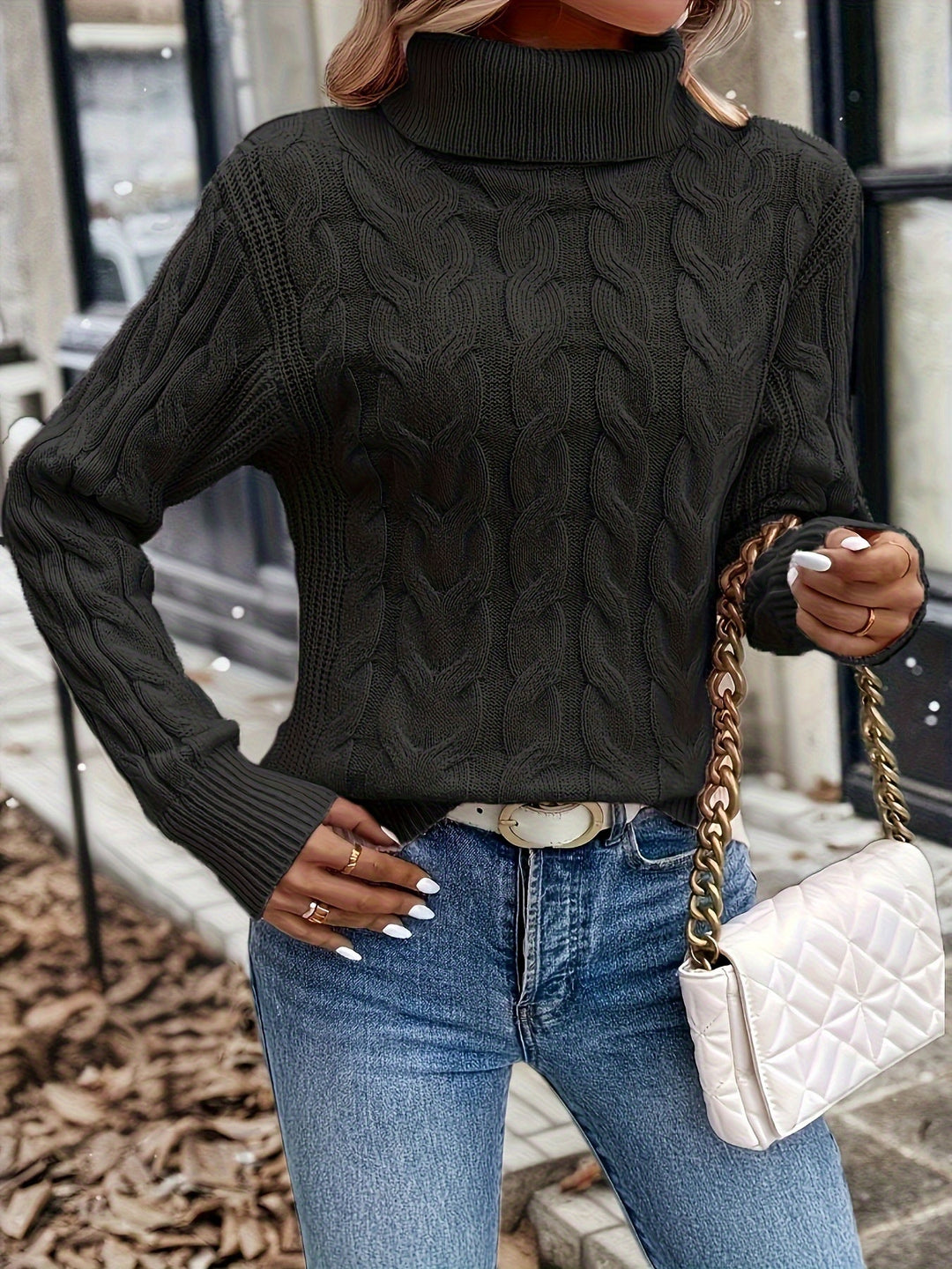 Celeste | Cozy Cable-Knit Turtleneck Jumper