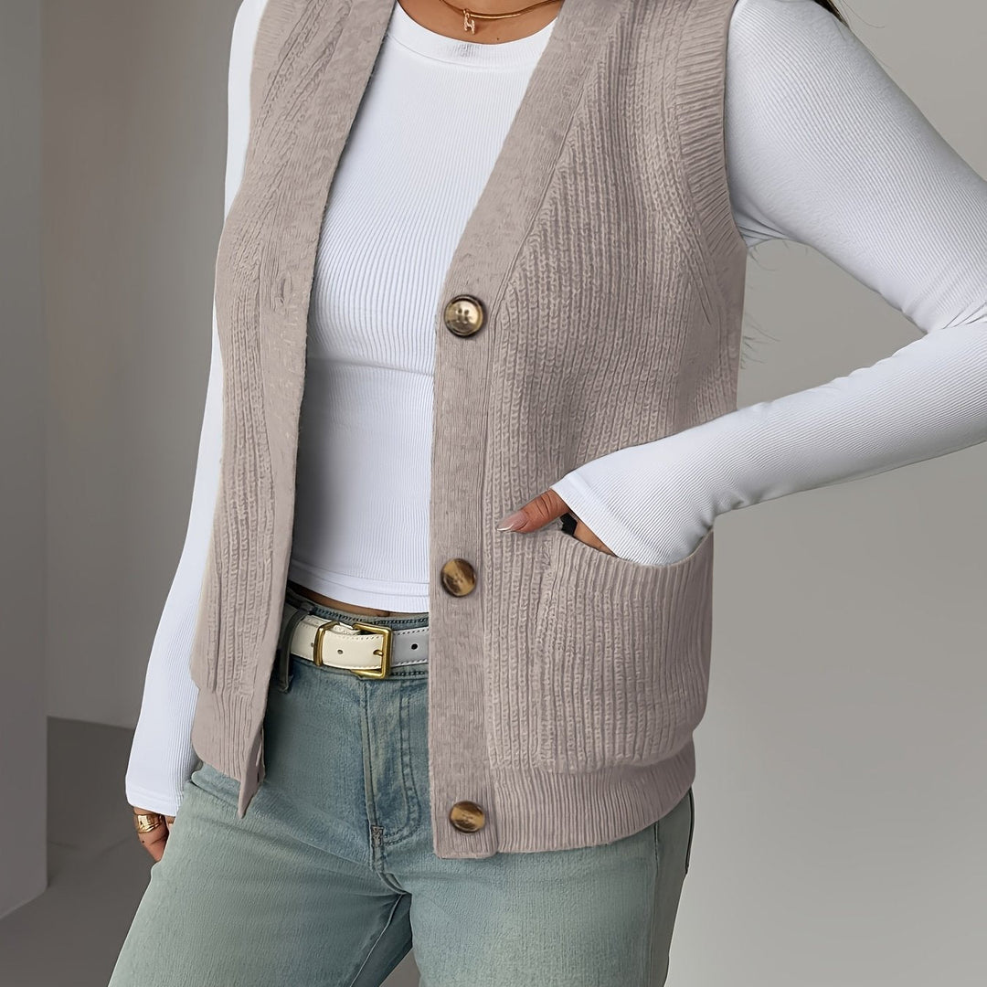 Miriam | Buttoned V-Neck Knit Vest