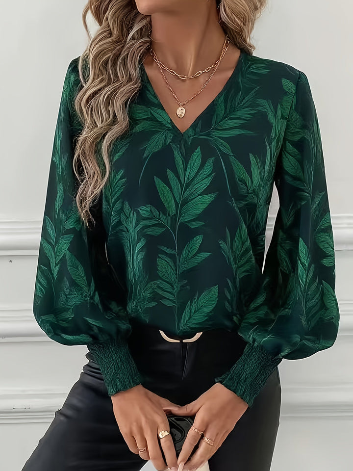 Elena | Botanical V-Neck Blouse