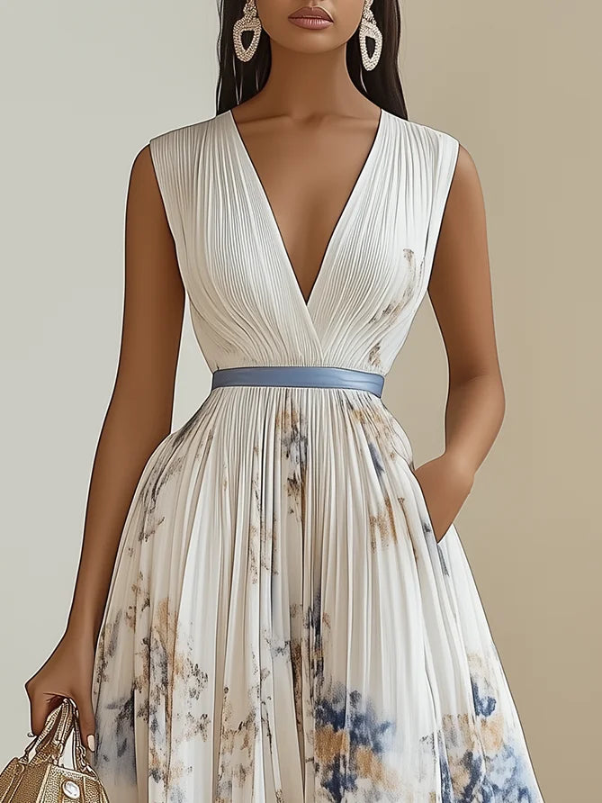 Betty | Elegant Sleeveless Long V-Neck Dress