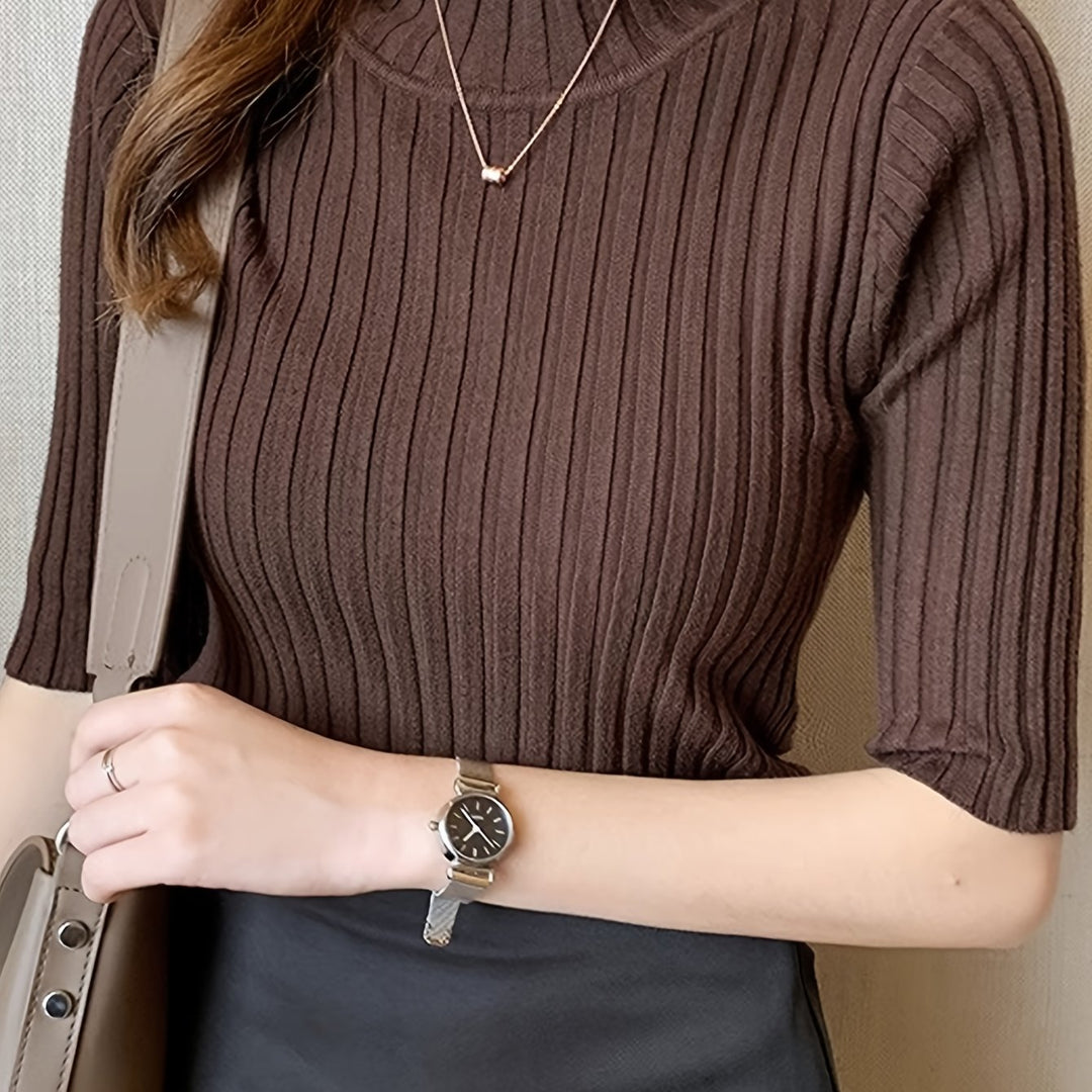 Verity | Ribbed Mock-Neck Top