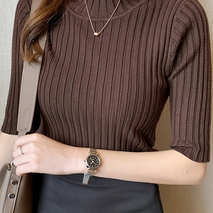 Verity | Ribbed Mock-Neck Top