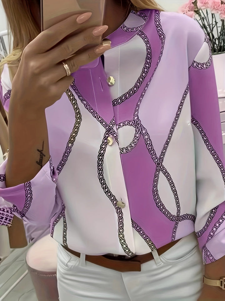 Ingrid | Chain-Print Collared Shirt