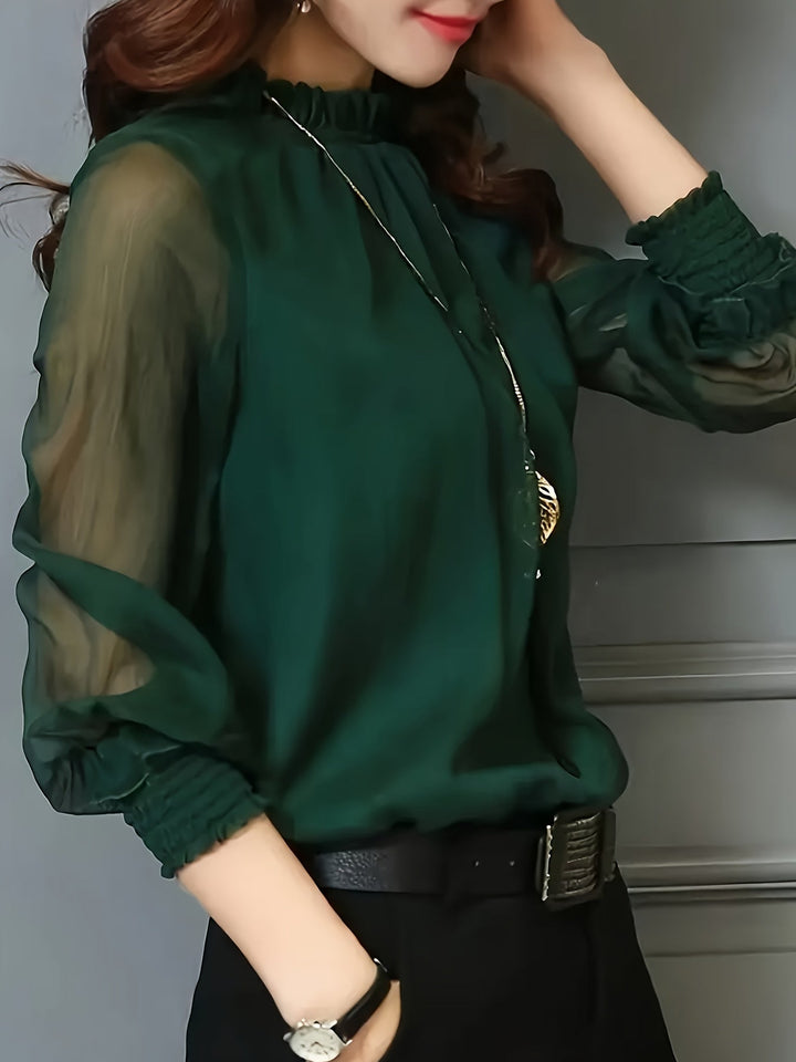 Ophelia | Stand-Collar Long-Sleeve Blouse