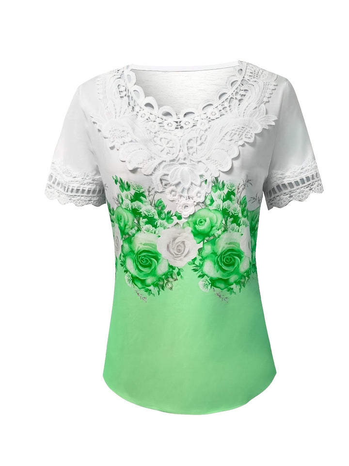 Constance | Lace-Trimmed Floral Top