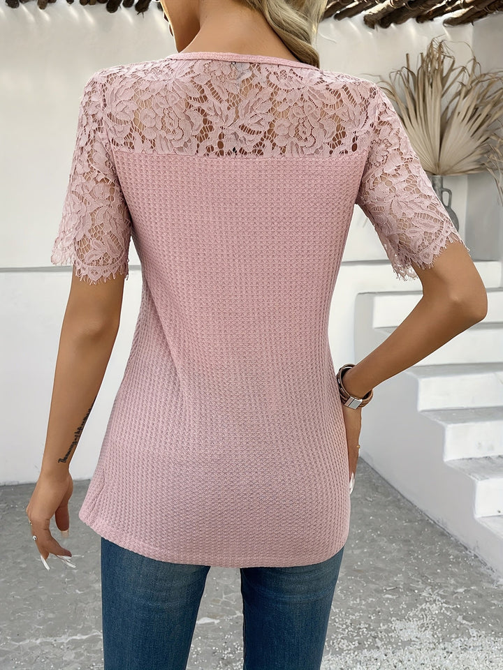 Delphine | Lace-Trimmed Button Top