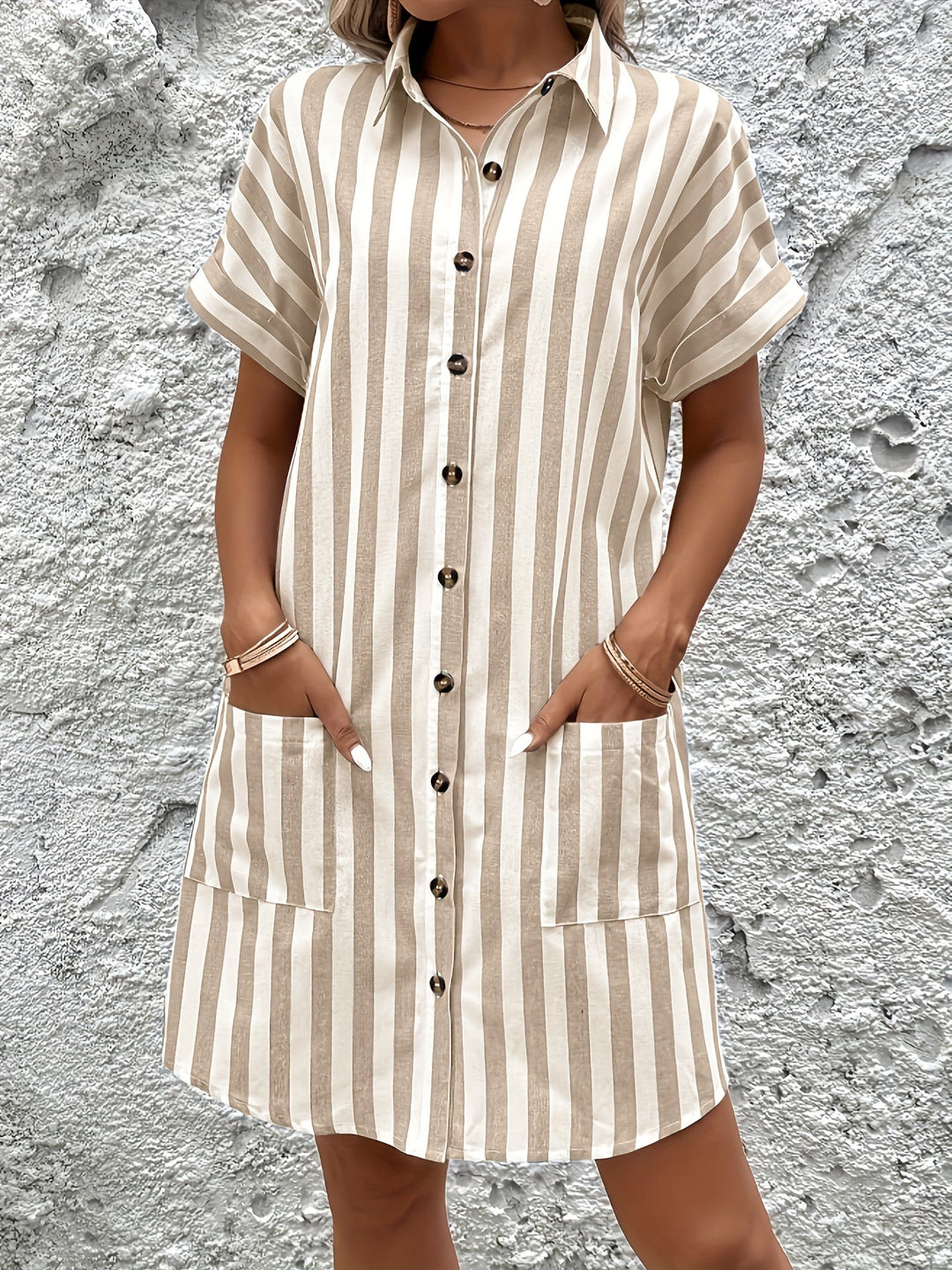 Marion | Belted Striped Shirt Dress