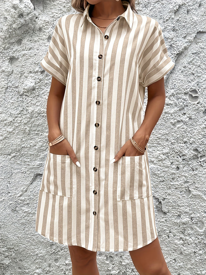 Marion | Belted Striped Shirt Dress