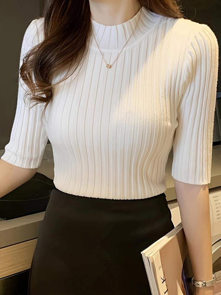 Verity | Ribbed Mock-Neck Top