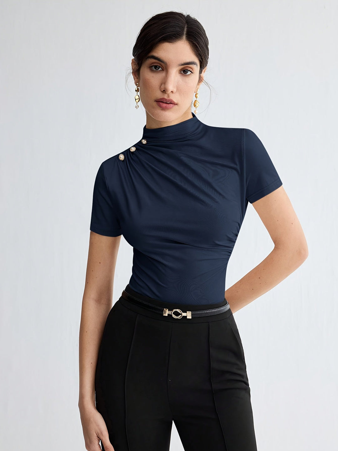 Sienna | Mock Neck Short-Sleeve Top