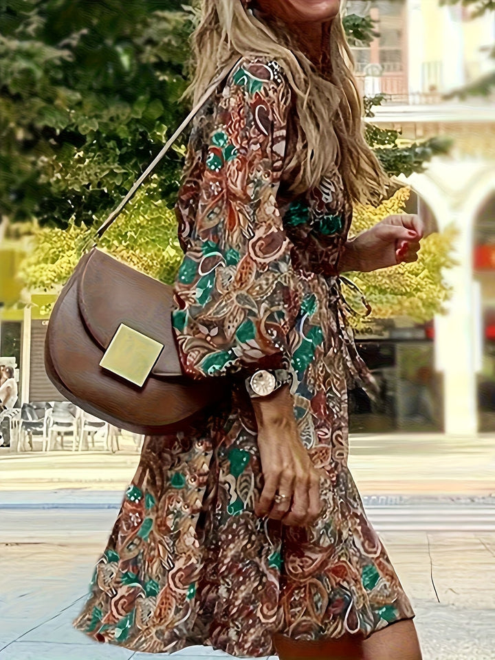Ramona | Bohemian Print V-Neck Dress