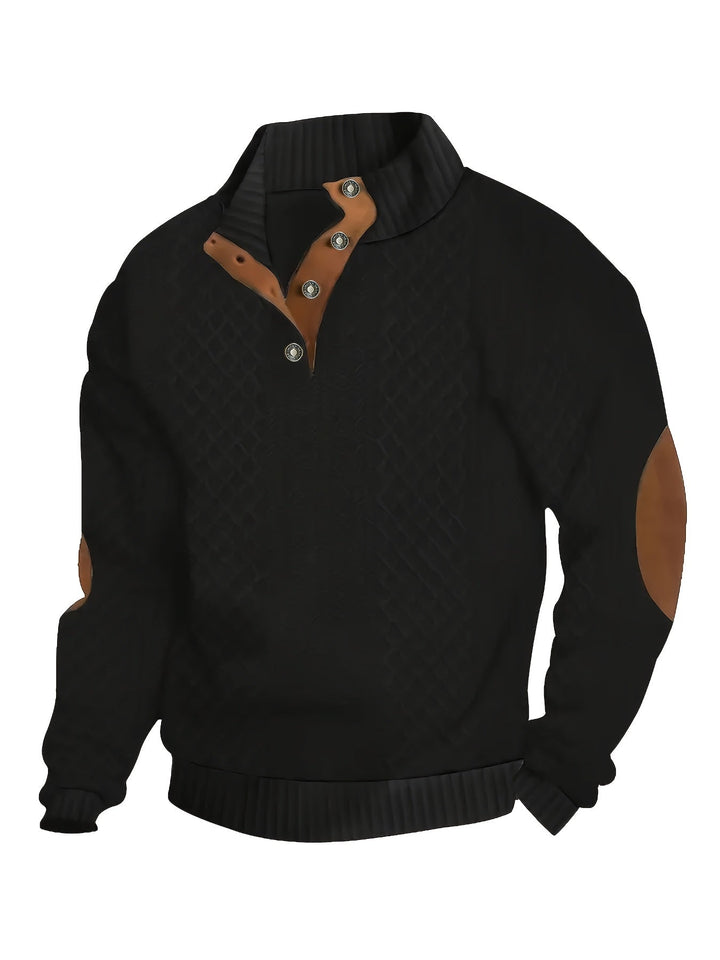 Ronan | Stand Collar Button Henley Jumper