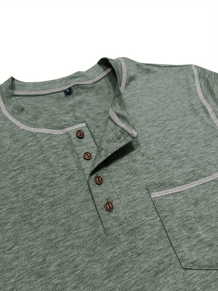 Reuben | Contrast-Stitch Long Sleeve Henley