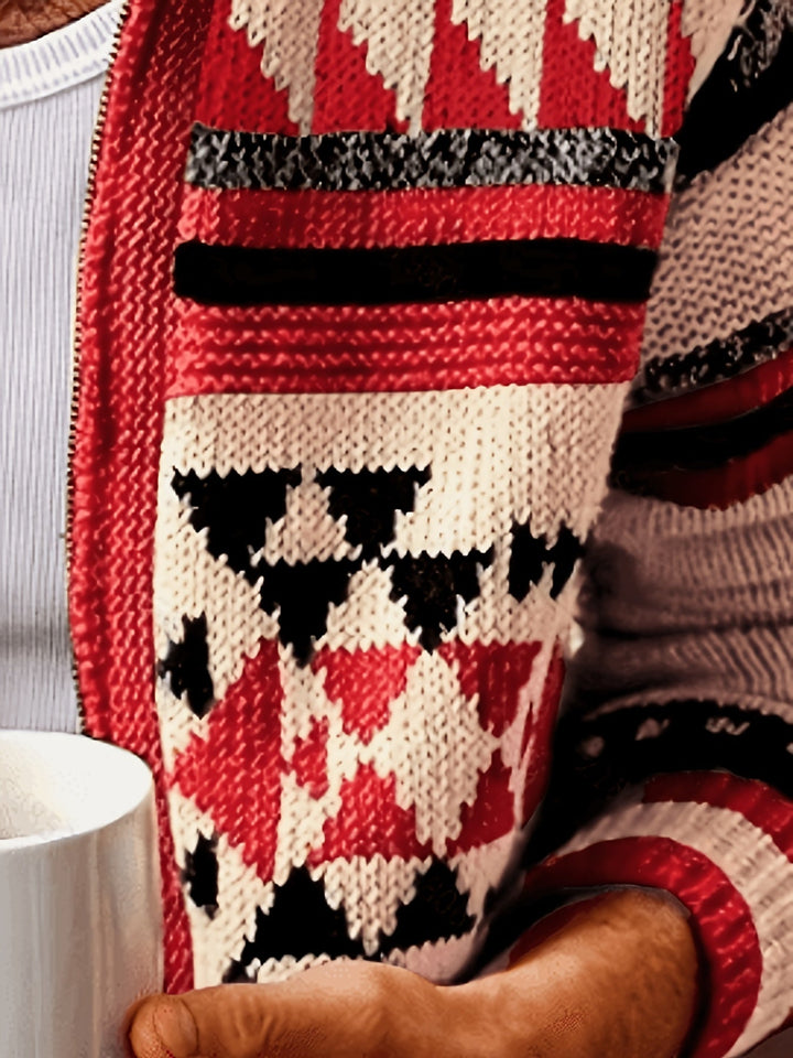 Callum | Patterned Zip-Up Cardigan