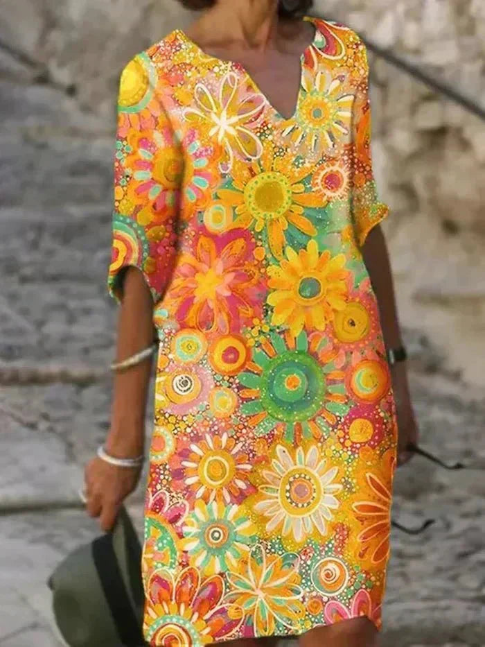 Harper | Elegant Vibrant Floral Midi Dress