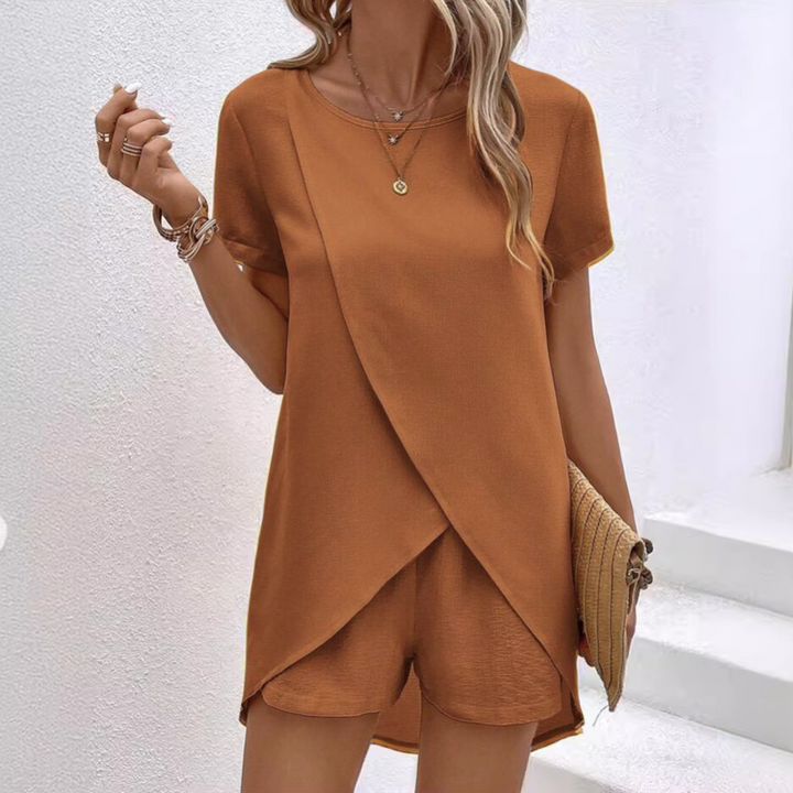 Melanie | Elegant Summer Slit Shirt Set