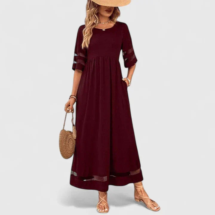 Portia | Elegant Round Neck Mid Sleeve Dress