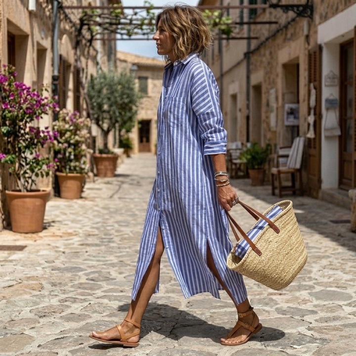 Sadie | Relaxed Striped Shirt Dress