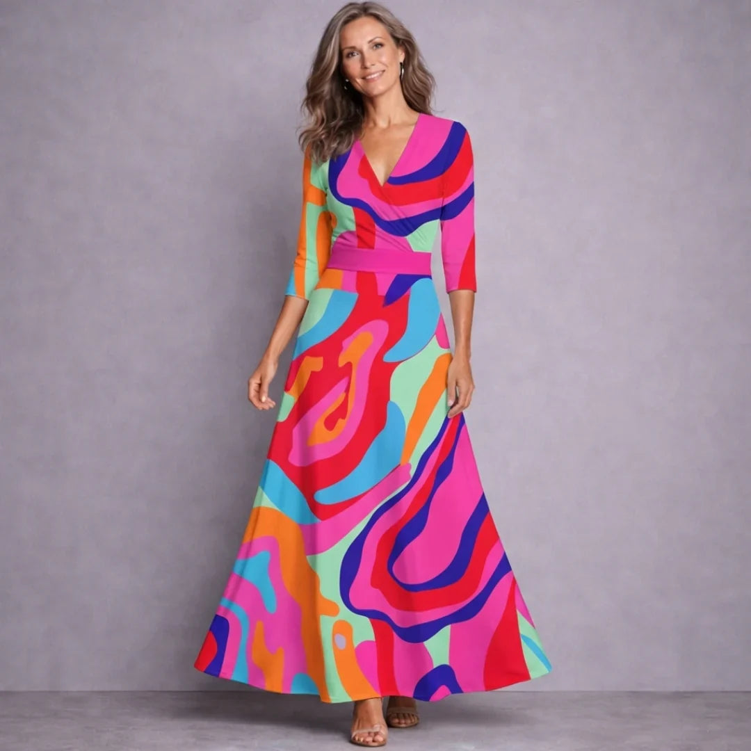 Emilia | Elegant Mid Sleeve Maxi Dress