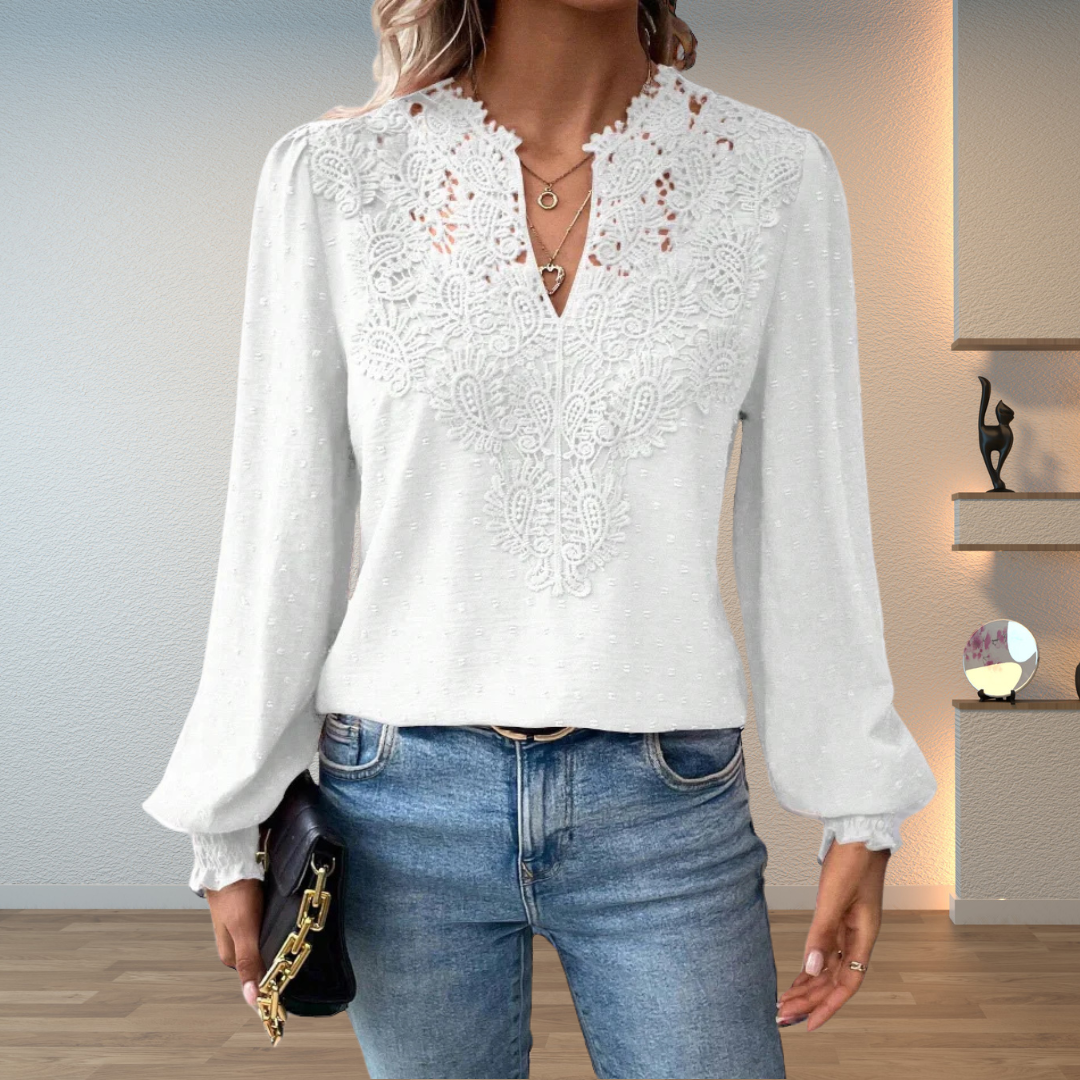 Marlene | Elegant Lace-Trim Blouse