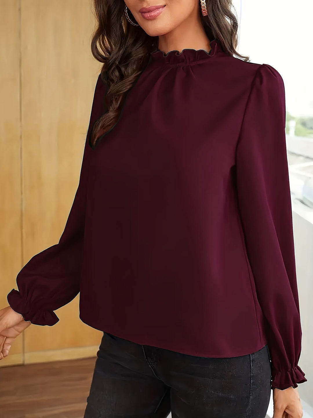 Tamsin | Ruffled High-Neck Puff Sleeve Blouse
