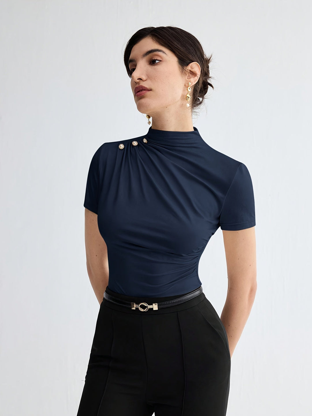 Sienna | Mock Neck Short-Sleeve Top