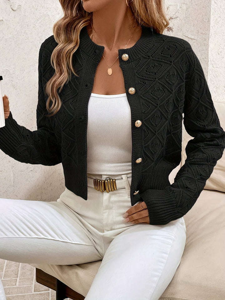 Della | Textured Button-Front Cardigan