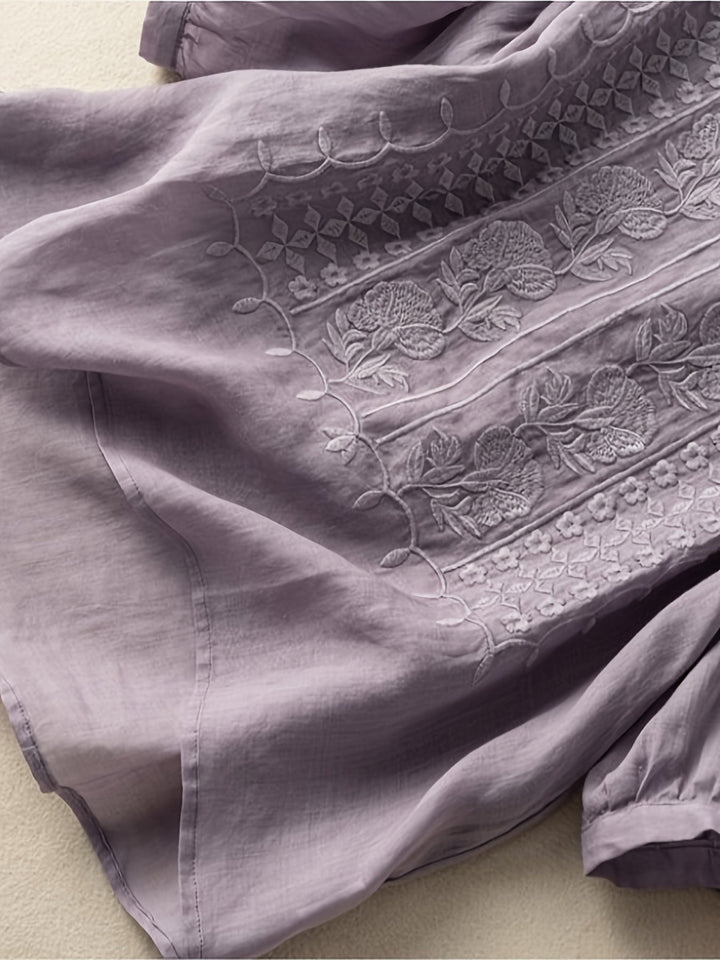 Susannah | Embroidered Scoop-Neck Blouse