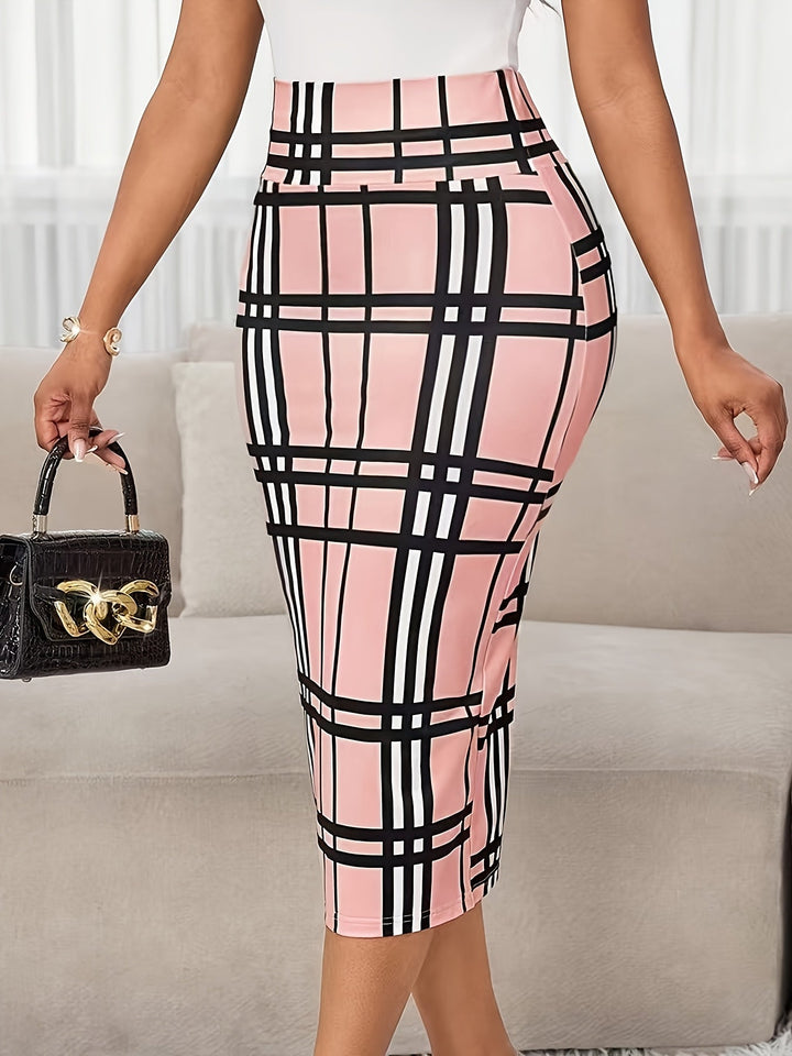 Rosa | Refined Plaid Pencil Skirt