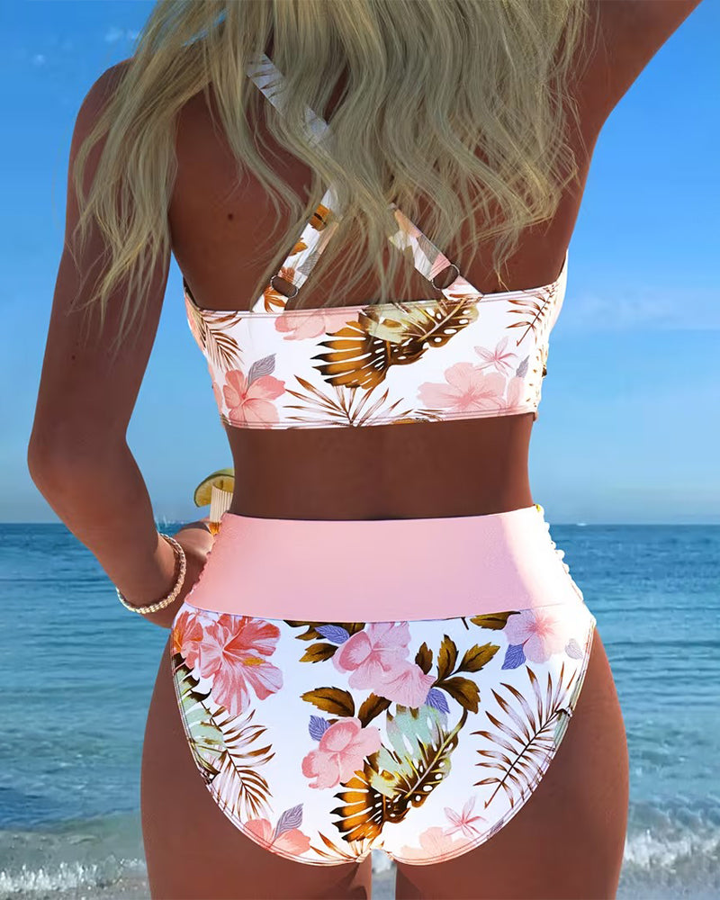 Vivienne | Floral Contrast Cut-Out Bikini