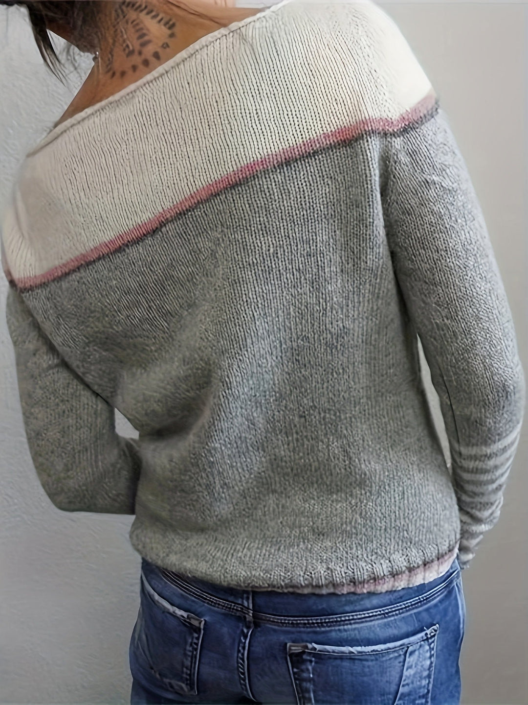 Francesca | colour-Block Boat Neck Jumper