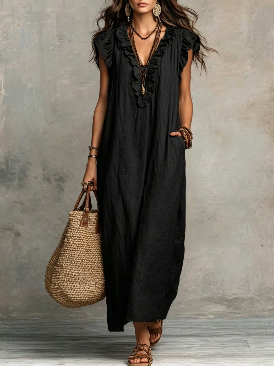 Marisol | Ruffled Bohemian Maxi Dress