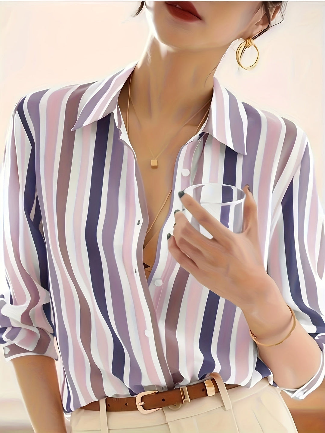 Marcella | Refined Striped Button-Up Shirt