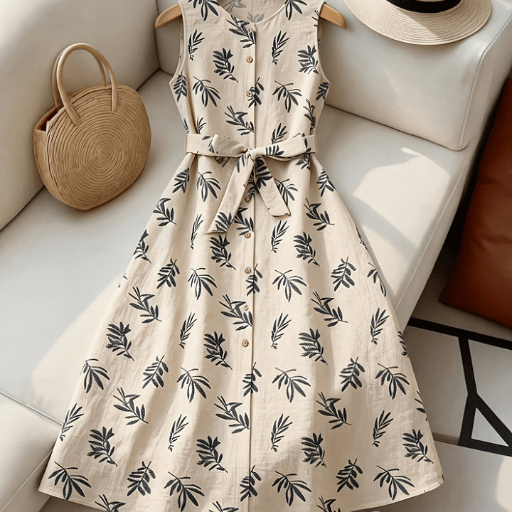 Hazel | Belted Sleeveless Midi Dress
