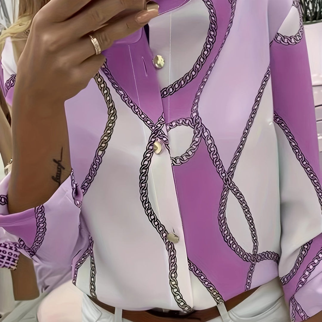Ingrid | Chain-Print Collared Shirt