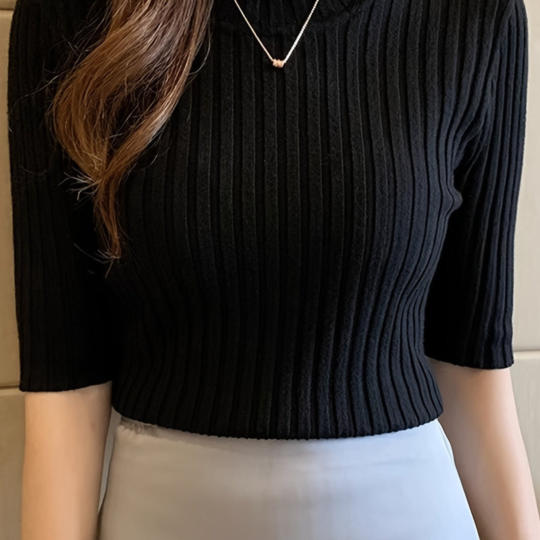 Verity | Ribbed Mock-Neck Top