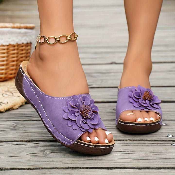 Melanie | Floral Comfort Wedge Sandals